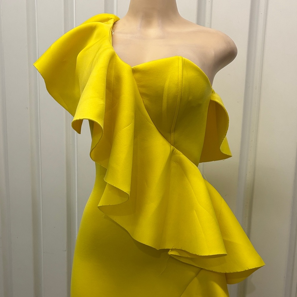 Va Va Voom Vibrant Yellow One-Shoulder Dress